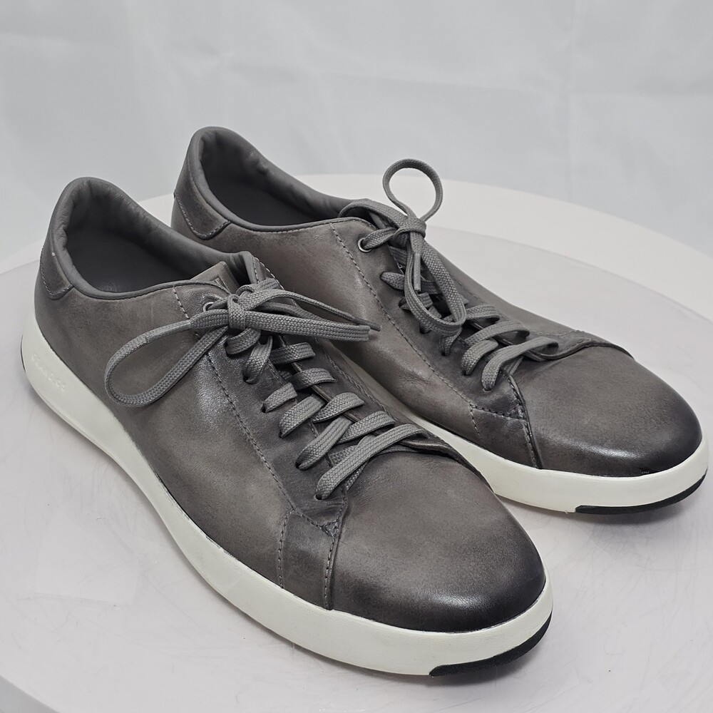 Cole Haan GrandPro Tennis Sneakers Men 11.5 Grey Burnished Leather C26999